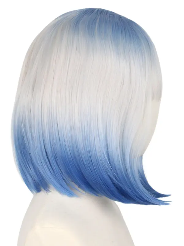 14 Inch Blue & White Short Bob Wigs for Women, Gorgeous Fluffy Wigs with Bangs, Synthetic Full Machine Wigs for Party, Daily Use 4