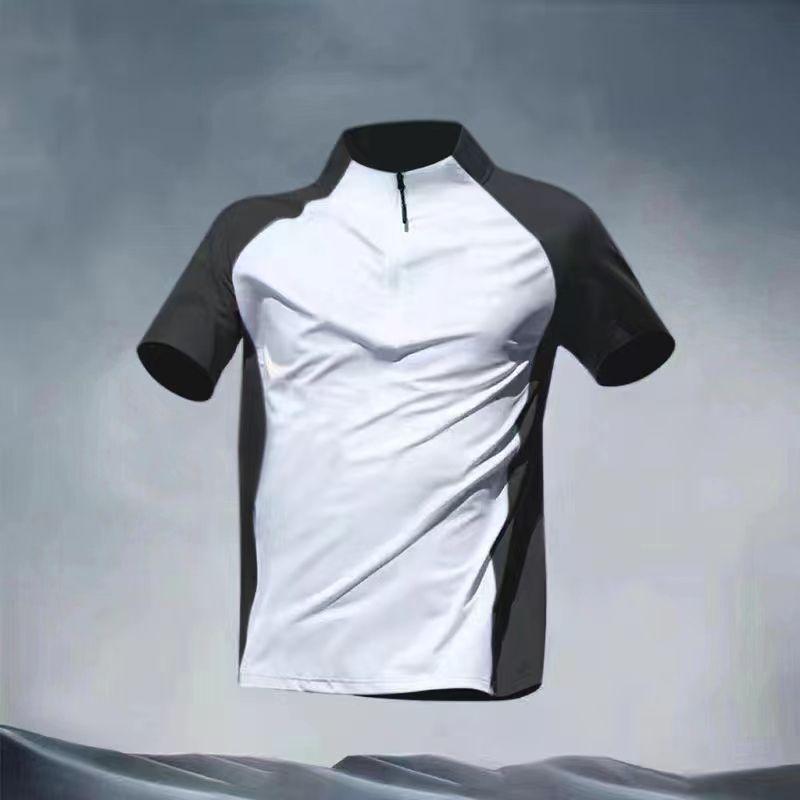 Product Introduction of Áo Thun Thể Thao, Dành Cho Nam Giới, Nửa Dây Kéo, Cổ Chân Đế Chất Liệu Lụa Lạnh Nhanh Khô, Ngắn Tay, Áo Chạy Bộ, Thích Hợp Cho Mùa Hè, Tập Luyện Thể Thao, Quần Áo Tennis 1