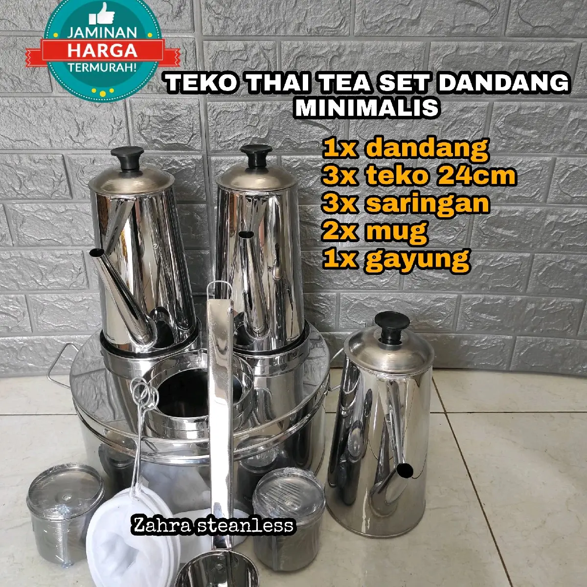 Teko Thai Tea Set Dandang Uap/ Teko Teh Set/ Teko stainless
