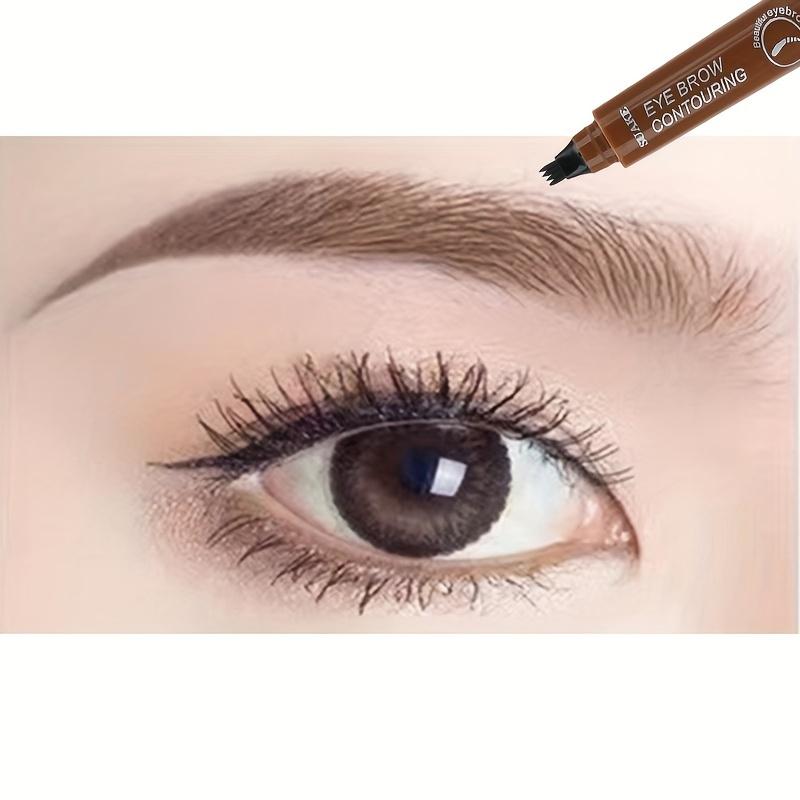 Bút Kẻ Lông Mày 4 Điểm Không Thấm Nước Lâu Trôi, 1 Chiếc, Dụng Cụ Tạo Hình Xăm Trang Điểm Mắt, 5 Lựa Chọn Màu Sắc, Để Rõ Ràng Lông Mày Tự Nhiên, Dễ Sử Dụng, Màu Xám Và Nâu, Chống Nhòe, Chống Mồ Hôi, Mỹ Phẩm 3
