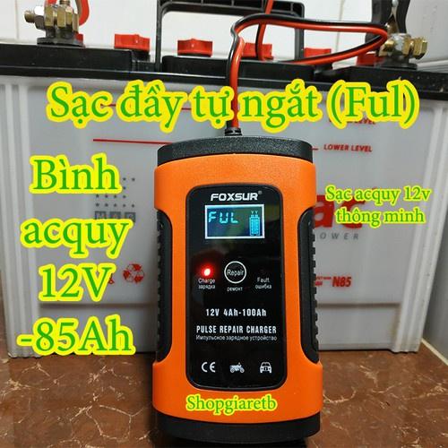  Sạc bình ắc quy 12v FOXSUR từ 4Ah-100Ah có chức năng phục hồi acquy bằng khử sunfat thông minh tự ngắt khi đầy 