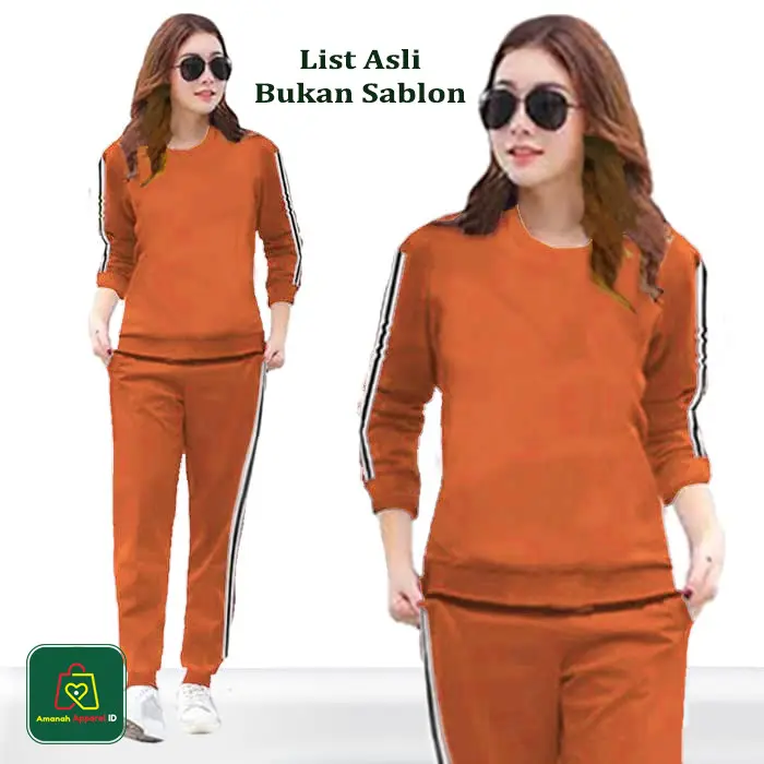 LM 52017 Setelan Kaos Olahraga Senam LINA Training Wanita Jumbo Babyterry L-3XL