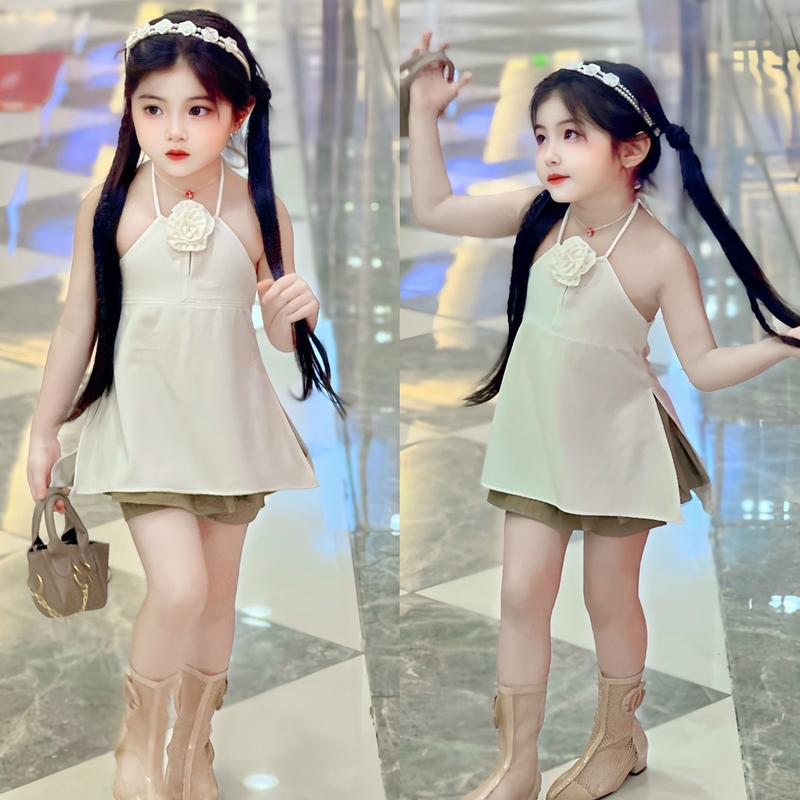 Set áo xoè+quần giả váy 2 lớp cho bé 0