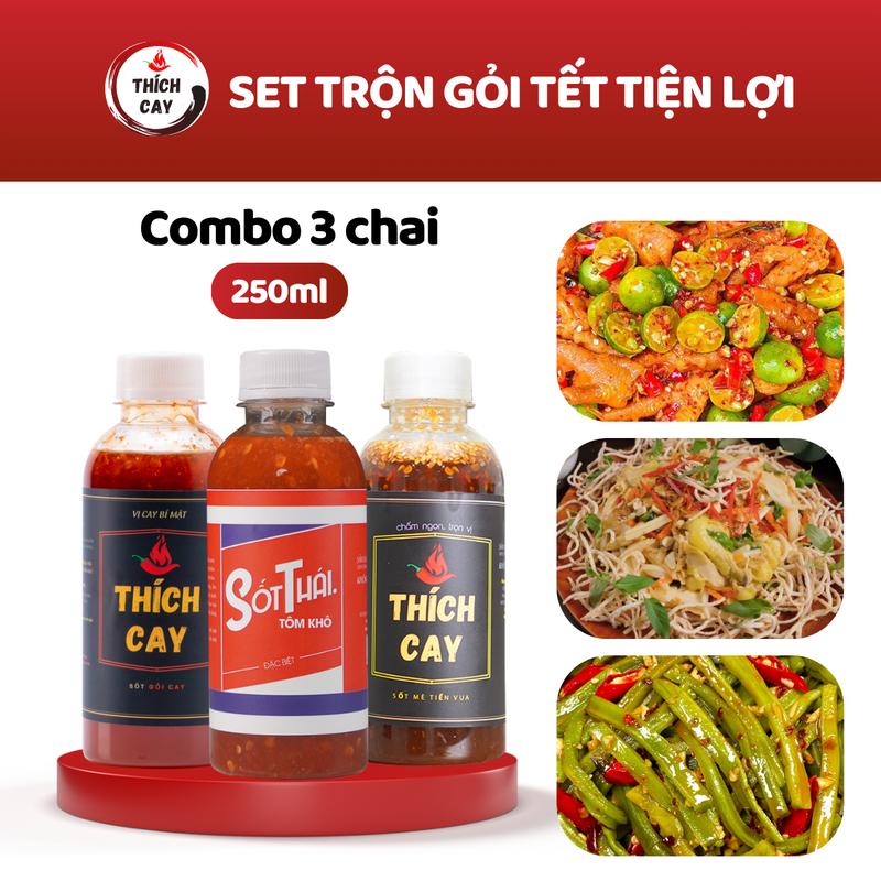 Combo Gỏi Tết Tiện Lợi Thích Cay Trộn Gỏi Cay Chân Gà Sốt Thái Tôm Sốt Thái Gỏi Rau Tiến Vua Sốt Mè