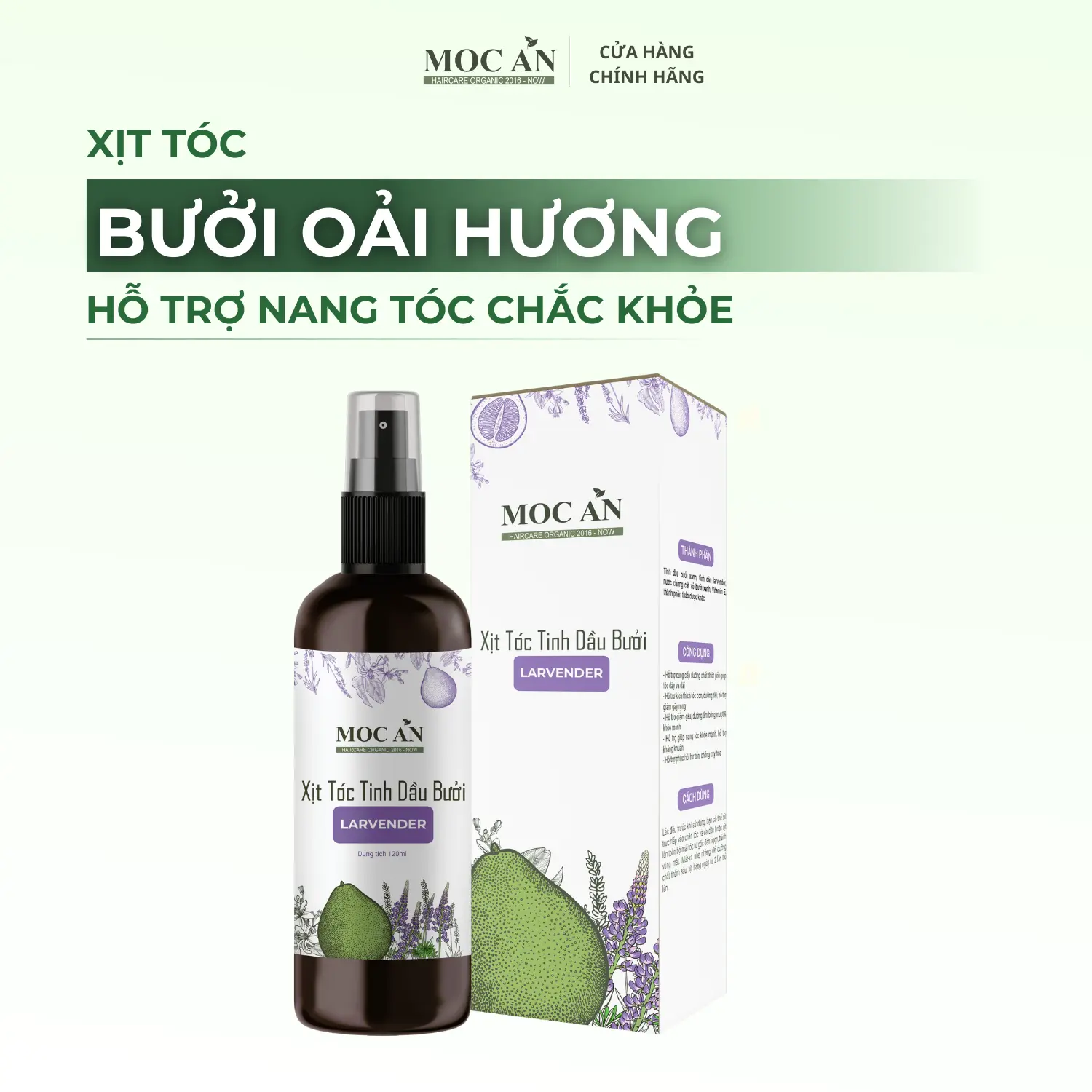 Xịt Dưỡng Tóc Tinh Dầu Bưởi Oải Hương ( Lavender ) Mộc Ân Haircare 120ml