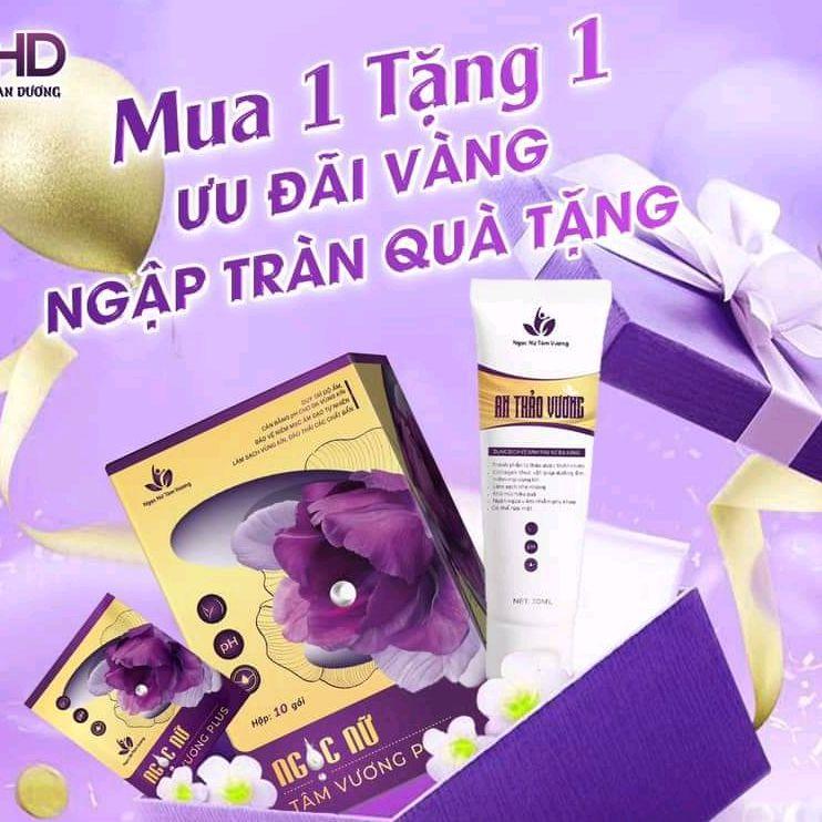 (TẶNG DUNG DỊCH VỆ SINH + TẶNG 1 GÓI LẺ + MIỄN PHÍ SHIP) Hộp 10 gói viên vệ sinh phụ nữ Ngọc Nữ Tâm Vương Plus giúp mình hỗ trợ làm sạch vệ sinh phụ nữ, các tình trạng ngứa do bã đậu, do nấm candidan 1
