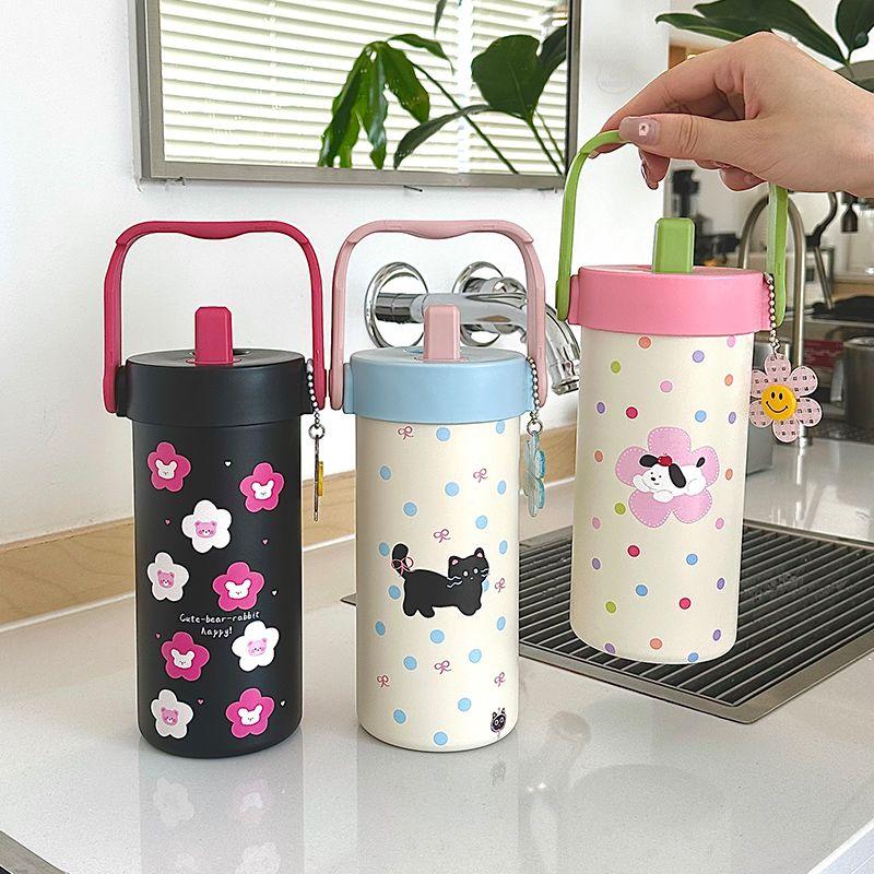 Cốc Cách Nhiệt, Dành Cho Bé Gái, Ưa Nhìn, Dung Tích Lớn, Có Ống Hút, Bảo Vệ Đá Mùa Hè, Hàng Mới Về 2024, Được Làm Bằng Thép Không Gỉ 316 8
