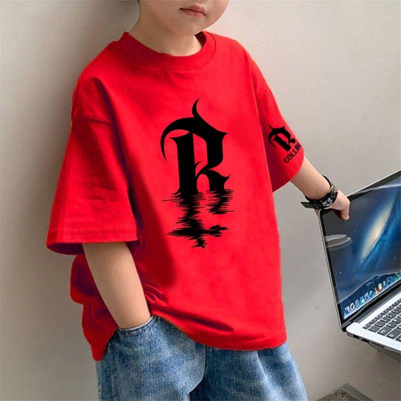 Áo Thun Bé Trai, ngắn Tay, Phong Cách Phương Tây, Cỡ Vừa Và Lớn, Dáng Rộng Vừa Vặn, Làm Bằng Cotton Nguyên Chất, Tay Lửng, Thích Hợp Cho Mùa Hè 2024 Hàng Mới Về, Thời Trang, Áo Sơ Mi Quần Áo Mùa Hè Cho Trẻ Em 5