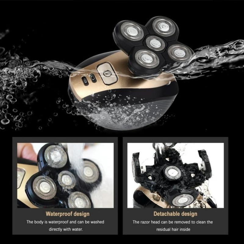 5 in 1 Electric Shaver, 1 Box Waterproof USB Rechargeable Rotary Shaver with Nose Hair Trimmer Head & More Accessories, Wet and Dry Use Shaver for Men 6