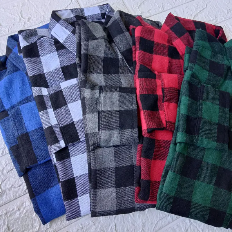 Kemeja flanel import kemeja kotak kotak kemeja pria wanita 0
