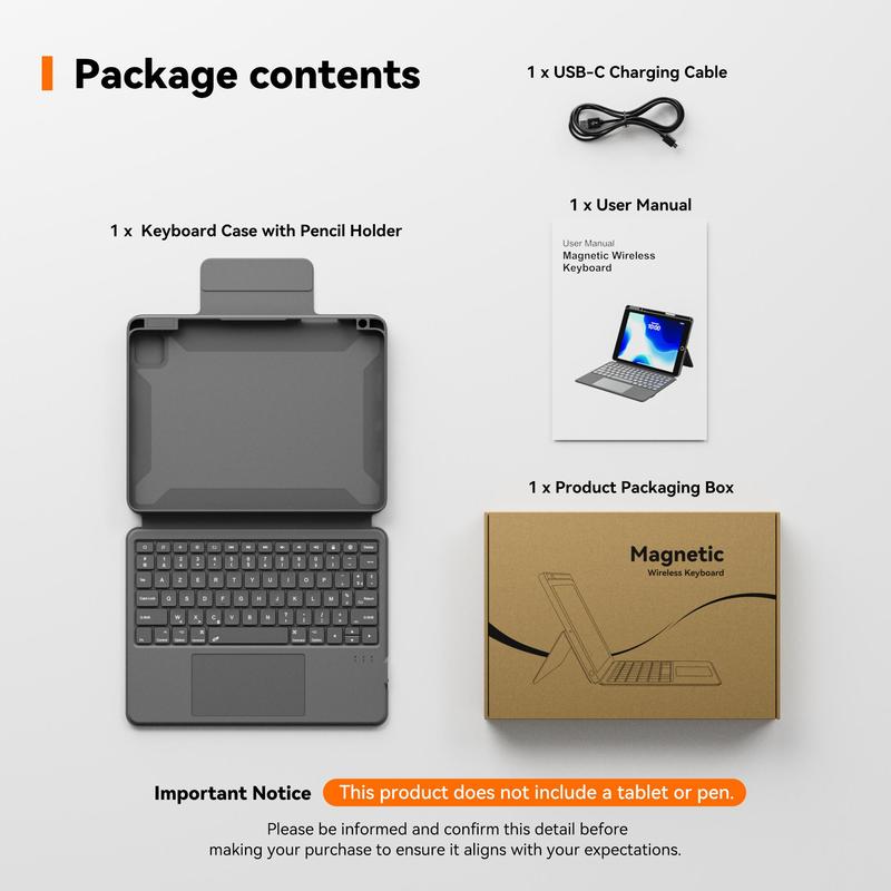 Portable Tablet Keyboards, Removable & Adjustable Bracket Tablet Protective Case, Tablet & Computer Accessories Compatible with iPad 10th Generation 6
