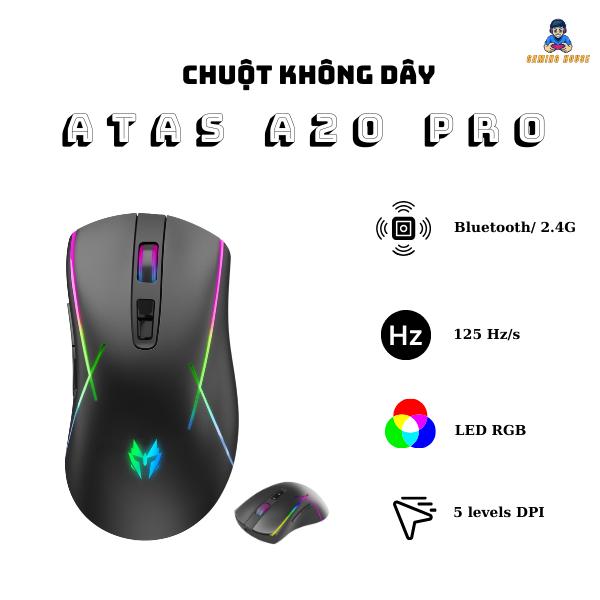 Chuột gaming không dây A20 ATAS - LED RGB - Huano Switch - Pin 500mah
