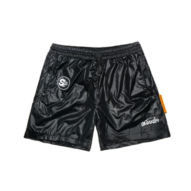 SMAKER Quần đùi nam kiểu thể thao quần short dù bóng cao cấpLOGOS NYLON SHORT IN BLACK