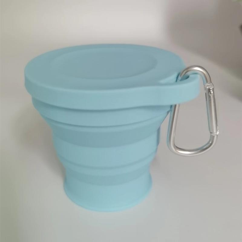 Product Introduction of Folding Cup, 180ml Capacity, Mini Size, Can Be Adjustable Cup, Made of Silicone, Portable, Suitable for Tea, Coffee, Outdoor Travel, Telescopic Water Cup with Aluminum Red Blue Outdoor Lid 11