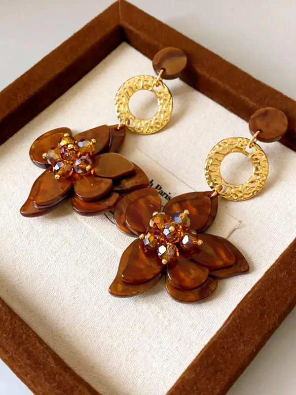 Vintage Flower Design  Earrings, Fashionable Jewelry for Women, Trendy All-match & Exquisite Jewelry for Birthday Gift 5