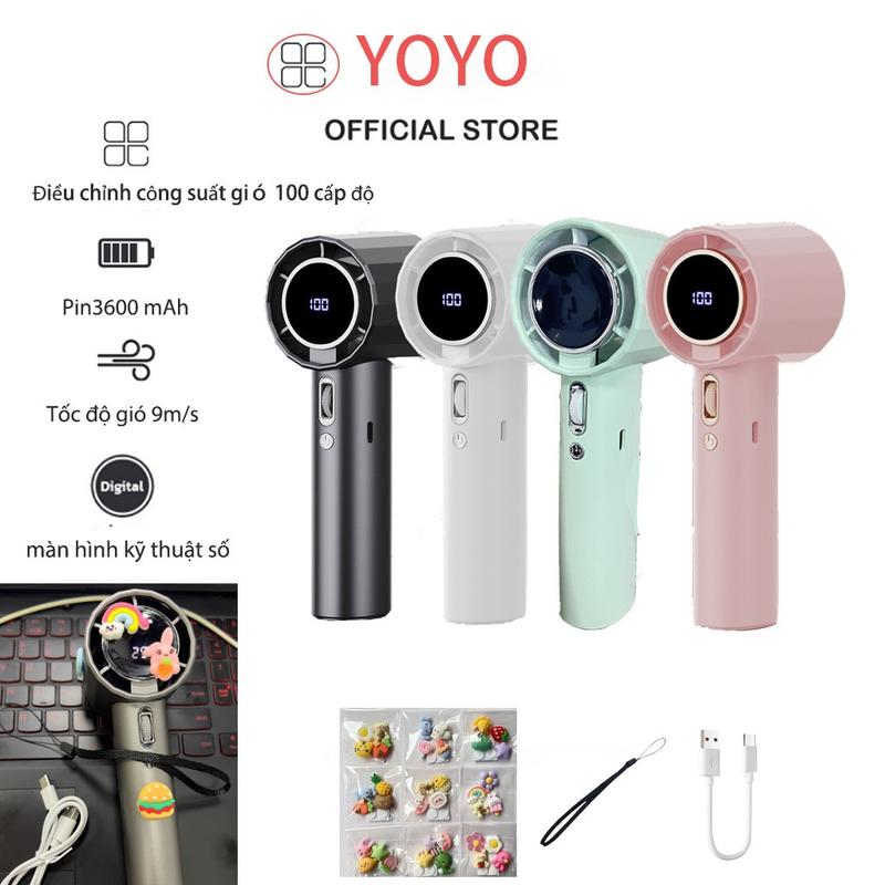 Quạt phản lực cầm tay 1200mah gió mạnh Màn hình kỹ thuật số 100 tốc độ có thể điều chỉnh