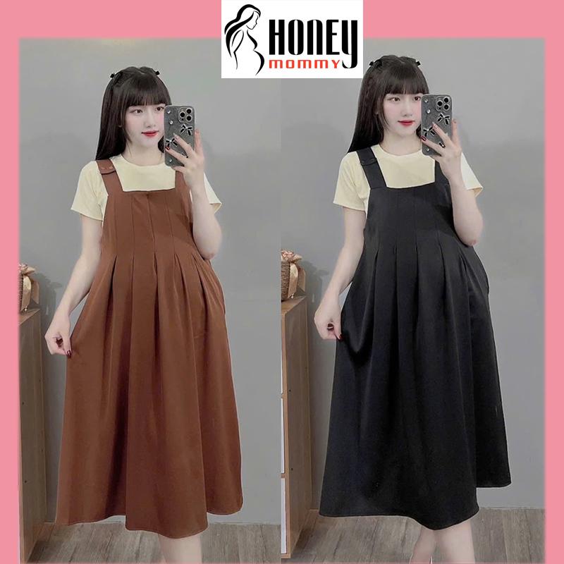 Set Váy Yếm Bầu Đầm Bầu Váy Bầu Mùa Hè Dáng Dài Công Sở Đi Chơi Dễ Thương Lịch Sự HD1618 Honey Mommy