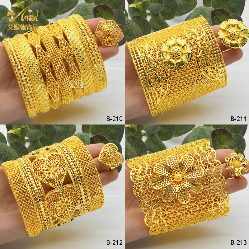 Nhẫn Vòng Tay Cưới Cô Dâu, Mạ Vàng 24K, Trang Trí Nhẫn Vòng Tay Lớn, Thích Hợp Cho Nữ Trung Đông Và Nữ Ban Nhạc, Làm Bằng Vàng Phù Sa 0