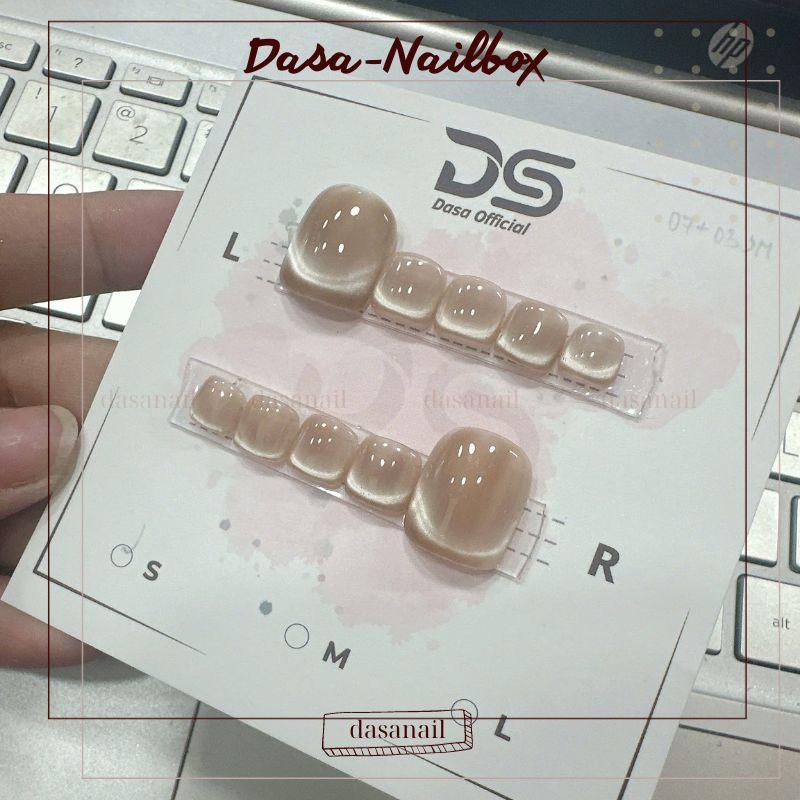  Nailbox cho chân phen mắt mèo màu bạc xỉu DASA form đẹp móng chân giả thiết kế bling bling tặng ke nail  box 