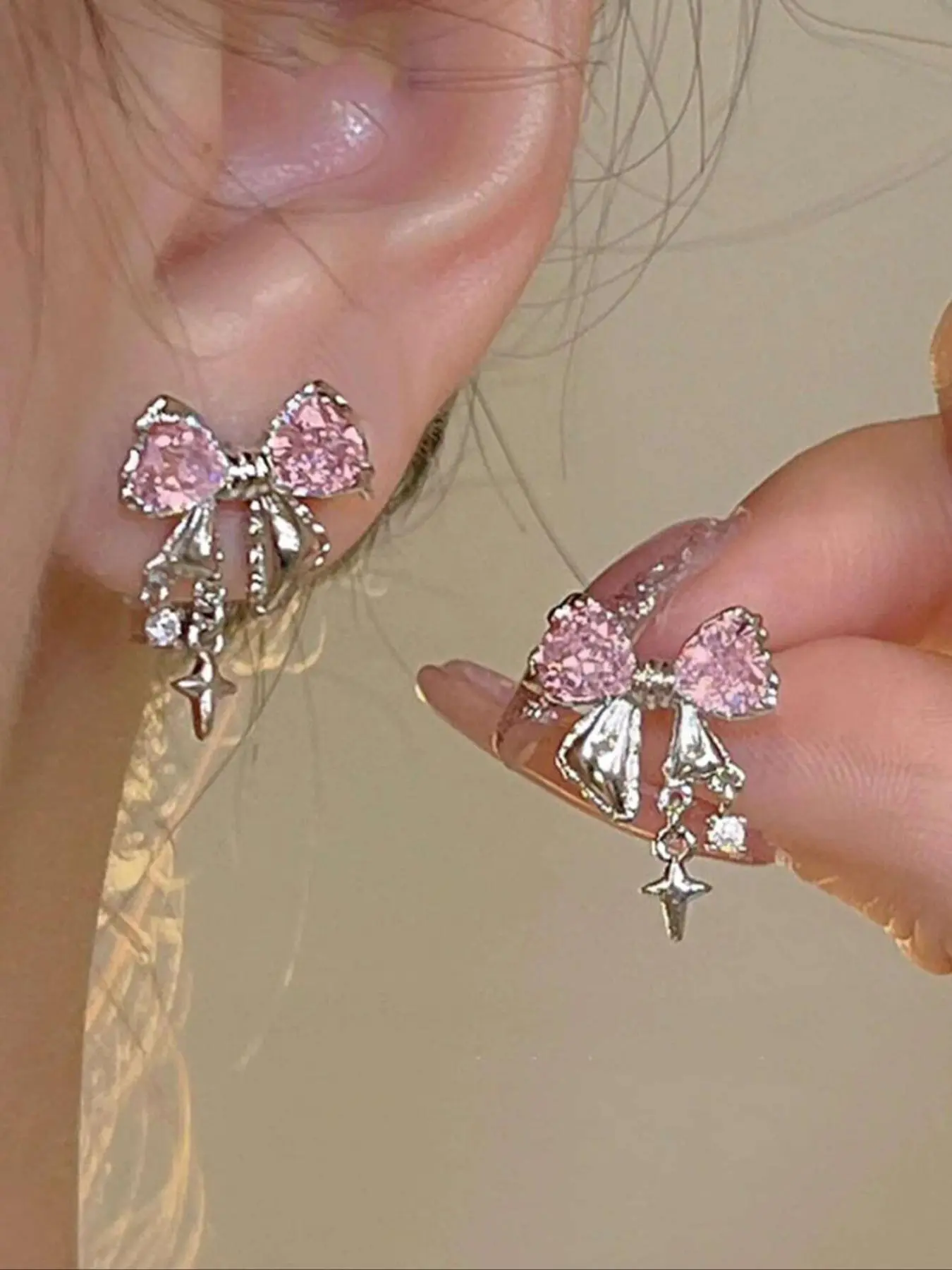 Rhinestone Bow Decor Dangle Earrings, Fashionable Jewelry for Women & Girls, Casual Jewelry for Party, Daily Clothing Decor, Trendy All-match & Exquisite Jewelry for Birthday Gift