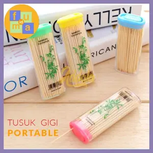 Tusuk Gigi Tempat Model Korek isi 50pcs / Tusuk Gigi Bambu Portable Model Saku Tusuk Gigi Wadah Mini