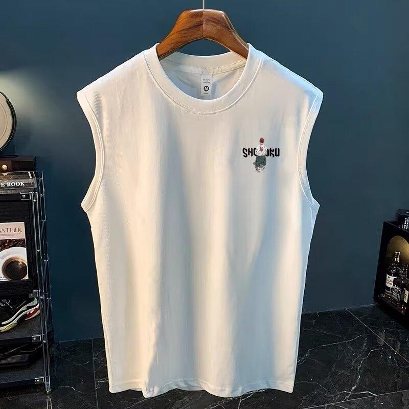 Product Introduction of Tanktop Men 2024 Summer New Youth Hong Kong Style Trendy Sleeveless Short Sleeve Popular Simplicity Wild Vest Waistcoat 11