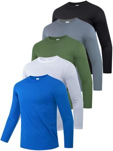 Set de 5 camisetas ajustables de manga larga para hombre, tela transpirable de secado rápido, ideal para BBQ y entrenamientos de verano, conjunto de ropa deportiva para gimnasio