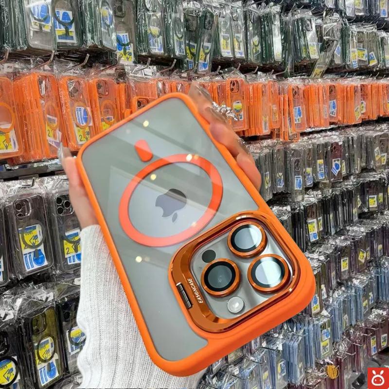  Ốp Điện Thoại Chống Sốc Từ Tính JISU Sang Trọng Thích Hợp Cho iPhone 17 Air 16E 15 14 13 12 11 16 Pro Max Plus Có Giá Đỡ Tích Hợp Bảo Vệ Ống Kính Kính Sạc Từ Tính Không Dây Acrylic Trong Suốt 
