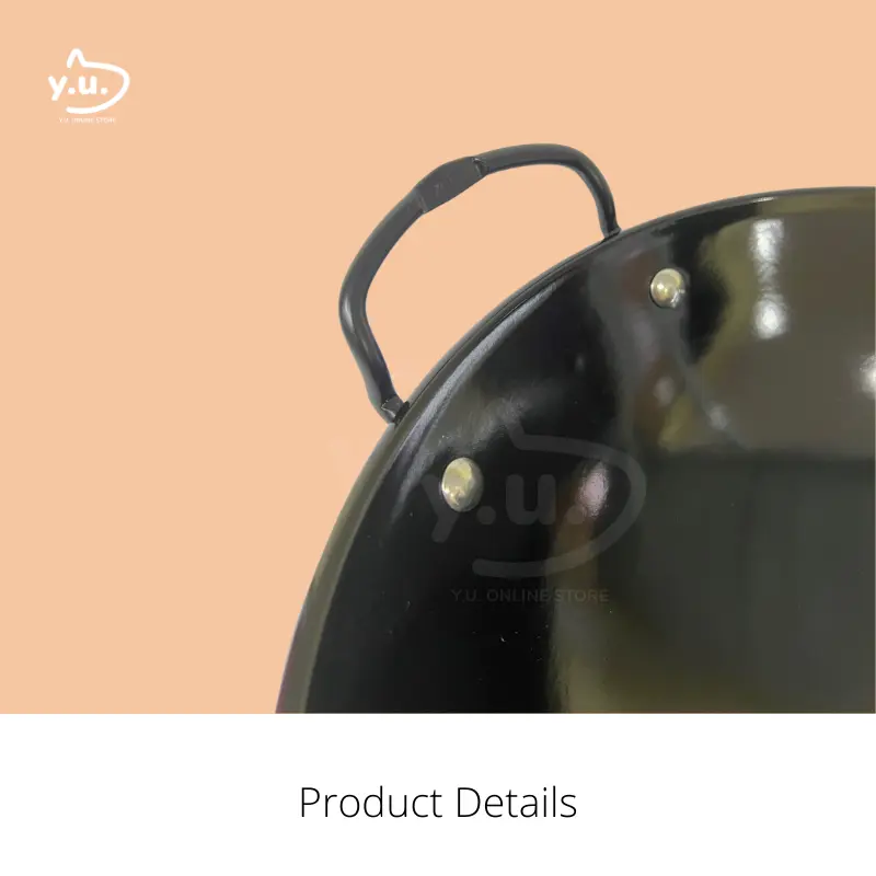Wok Enamel Hitam, Alat Memasak Dapur Yu, Wok Besi, Kuali Enamel, Kuali Hitam, Kuali Tidak Melekat, Kuali Alat Memasak Besi Tuang, Sesuai untuk Memasak Kitchenware