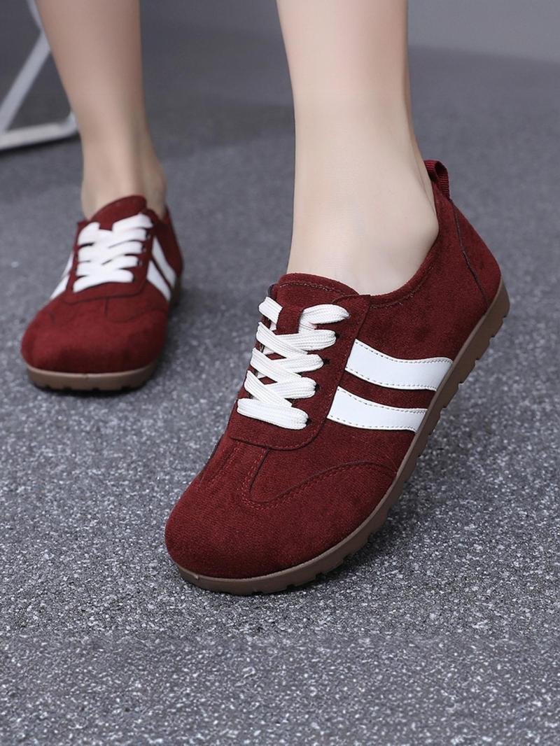 Product Introduction of Women's Fashionable Colorblock Pattern Lace Up Low Top Sneakers, Casual Comfortable Sports Shoes for Daily Wear, Female All-match Round Toe Shoes for Spring & Fall 2