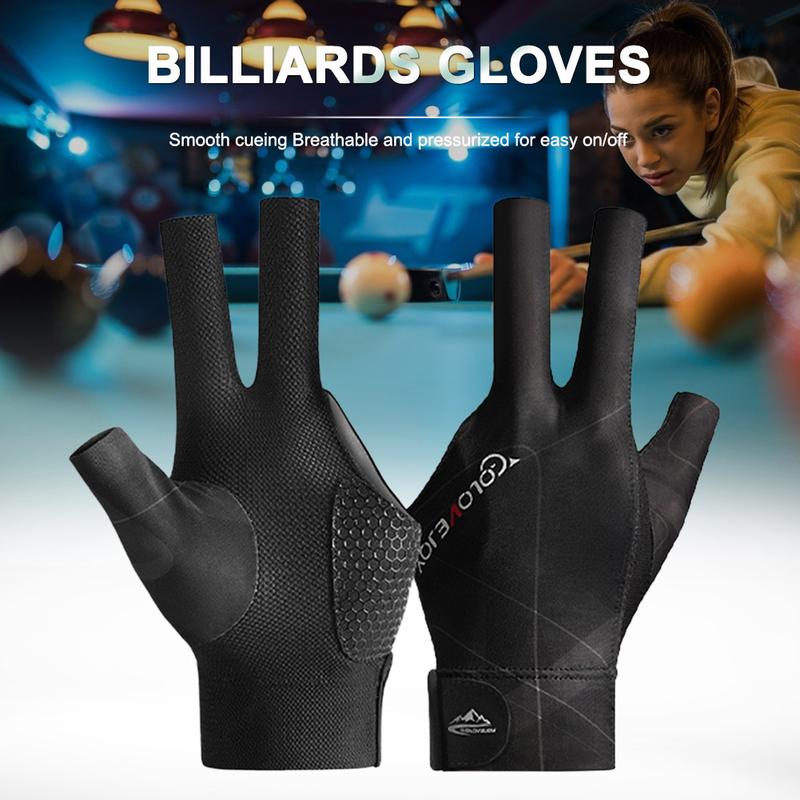 Product Introduction of Open Finger Billiard Gloves Breathable Polyester Snooker Sport Glove Adjustable Sticker Smooth Soft Lightweight Amateur Training 33