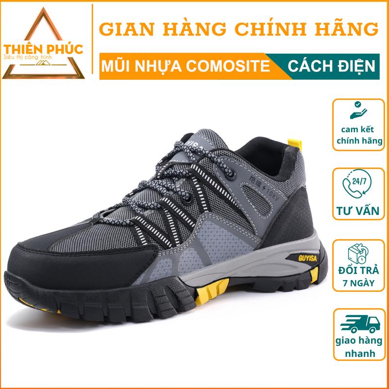 Giày bảo hộ lao động nam mũi nhựa composite 1105YKV chống đinh, chống va đập, cách điện - kiểu dáng thể thao - Shoes giay  baohosieunhe Cao Su Đế Bằng