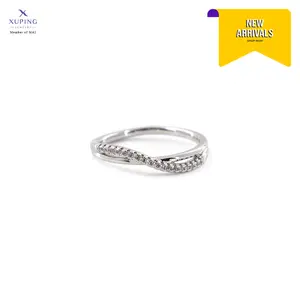 Xuping Cincin Kasual Perhiasan Wanita Silver Motif Gelombang