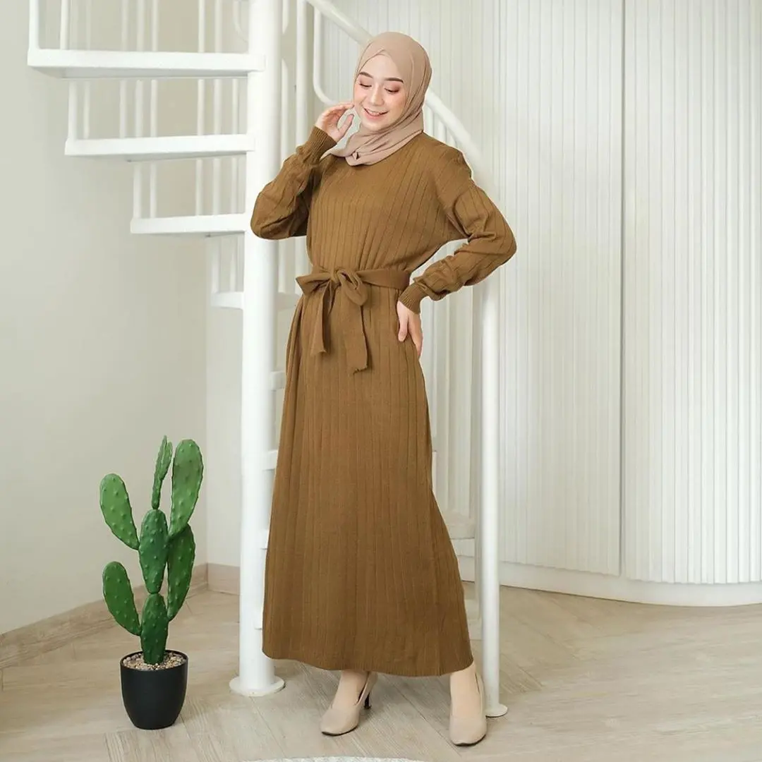 ASHLYN - GAMIS DRESS RAJUT JUMBO WANITA BUMIL LD 120CM FREE BELT PREMIUM | FAFOUR