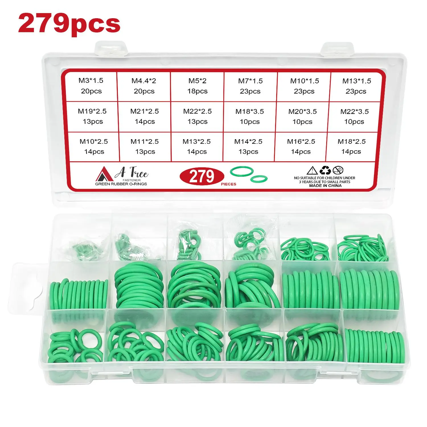 Rubber O-Ring Set, 279pcs/box High Temperature & Oil Resistance Seals, Suitable for Mechanical and Automotive Repair