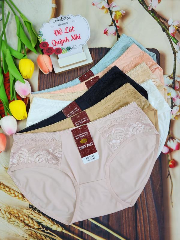 Combo 5 Và 10 Quần Lót Nữ Thun Lạnh Phối Ren Chất Mềm Mịn Thoáng Mát Thấm Hút Mồ Hôi Có 2 Size : 45 - 80 Kg [3340] Women 5