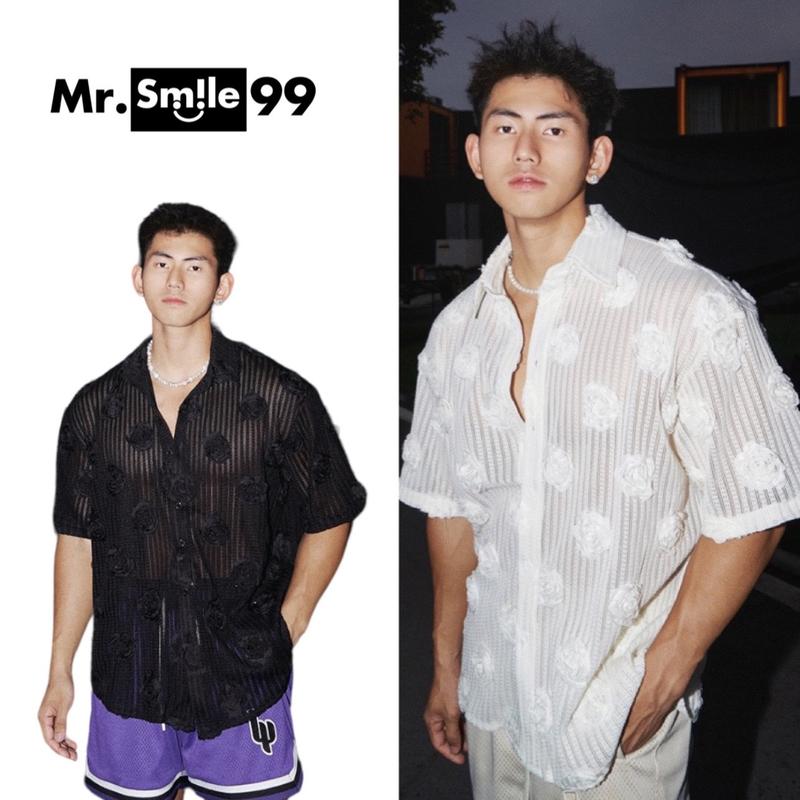 Áo Sơ Mi Dệt Kim Phối Bông Hoa Dệt Nổi Lên Áo, Dòng Vải Cao Cấp Premium Unisex Mr Smile 99 Shop SM135 Menwears Shirt