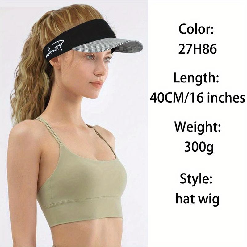 Tóc Giả Mũ, Tóc Dài Nữ Tích Hợp Thời Trang, Mũ Hở Đầu Họa Tiết Răng Nanh Mùa Hè, Với Tóc Đuôi Ngựa Mũ Lưỡi Trai, Mũ Dễ Phối Đồ Wig Wig 8