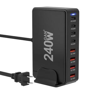 240 W USB Cデスクトップ充電ステーション、8ポートPD 3.0 USB C高速充電器ブロック、Mac Book Pro/Air、DELL、Steam Deck、iPhone用の高速充電器電源アダプター