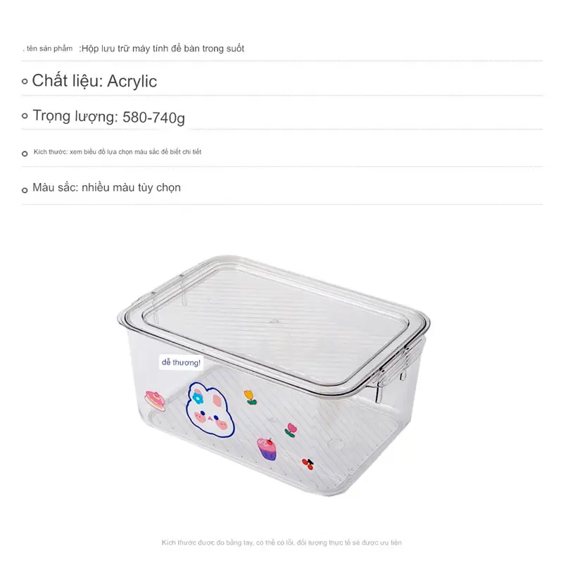 Hộp lưu trữ trong suốt để bàn acrylic có nắp đậy văn phòng phẩm hoàn thiện hộp mỹ phẩm giá lưu trữ hộp nhỏ Đựng Đồ Ăn medo  thong 4