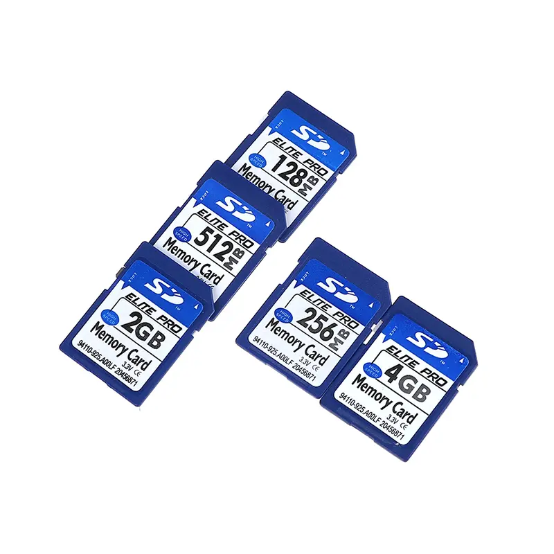 Thẻ nhớ tiêu chuẩn SD, có 128MB, 256MB, 512MB và 2GB, bộ nhớ kỹ thuật số an toàn 2