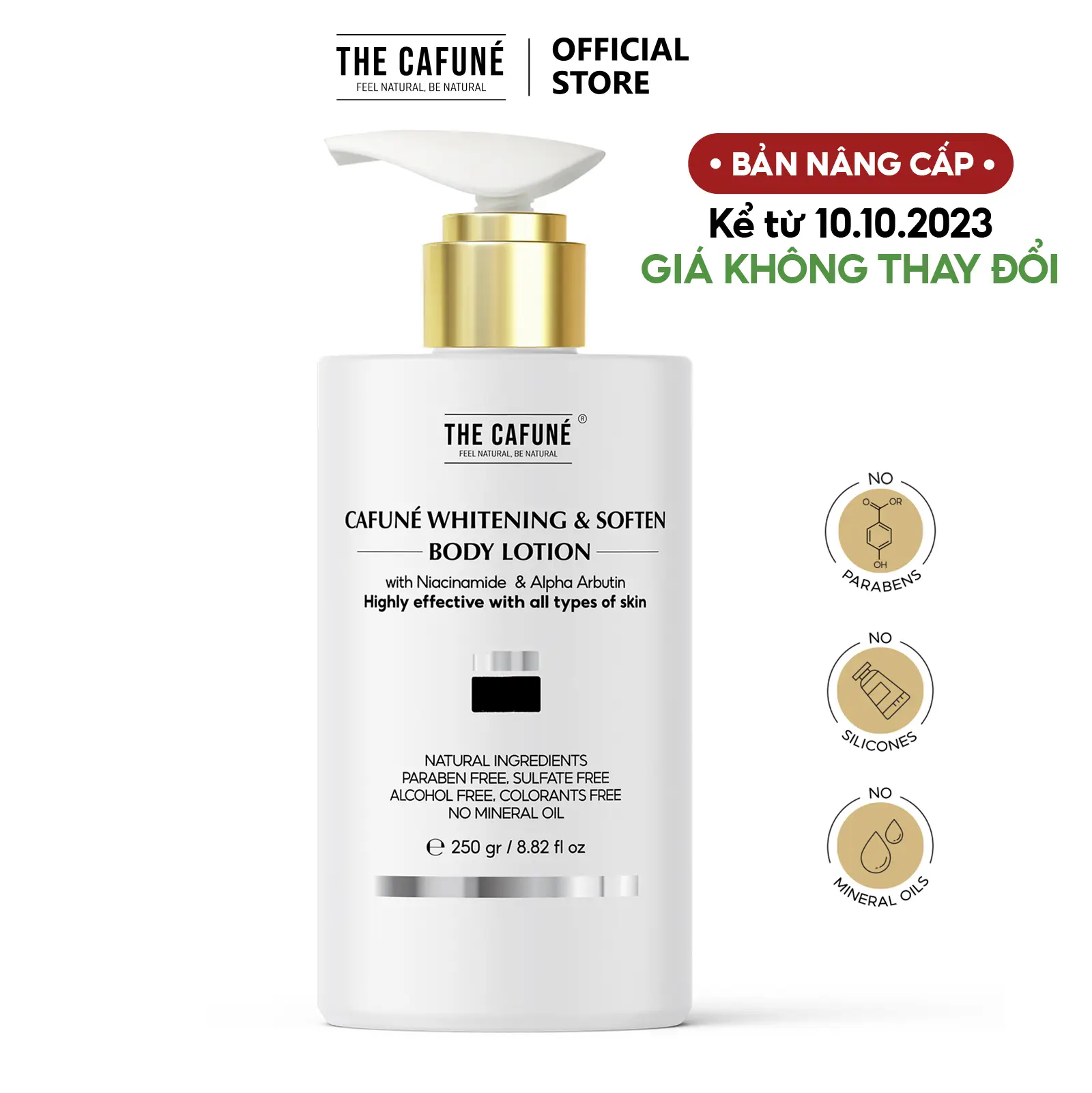 Kem Body Hỗ Trợ Dưỡng Trắng Da The Cafuné Bản Nâng Cấp Kết Cấu Dạng Lotion 250Gram Dưỡng Body Chống Lão Hóa Niacinamide Body Creams & Lotions Dưỡng Da Body Làm Đẹp Da Arbutin