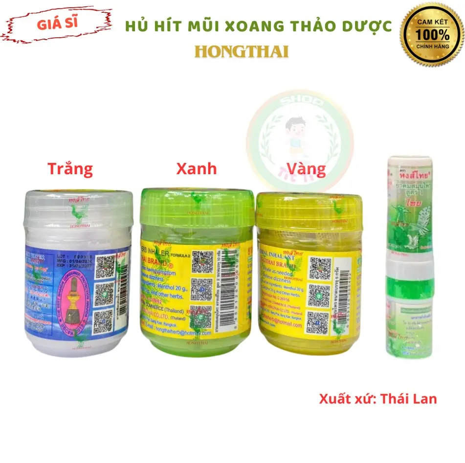 Hủ Hít Thông Mũi Hong Thai Brand Xanh, Vàng, Trắng - Thái Lan