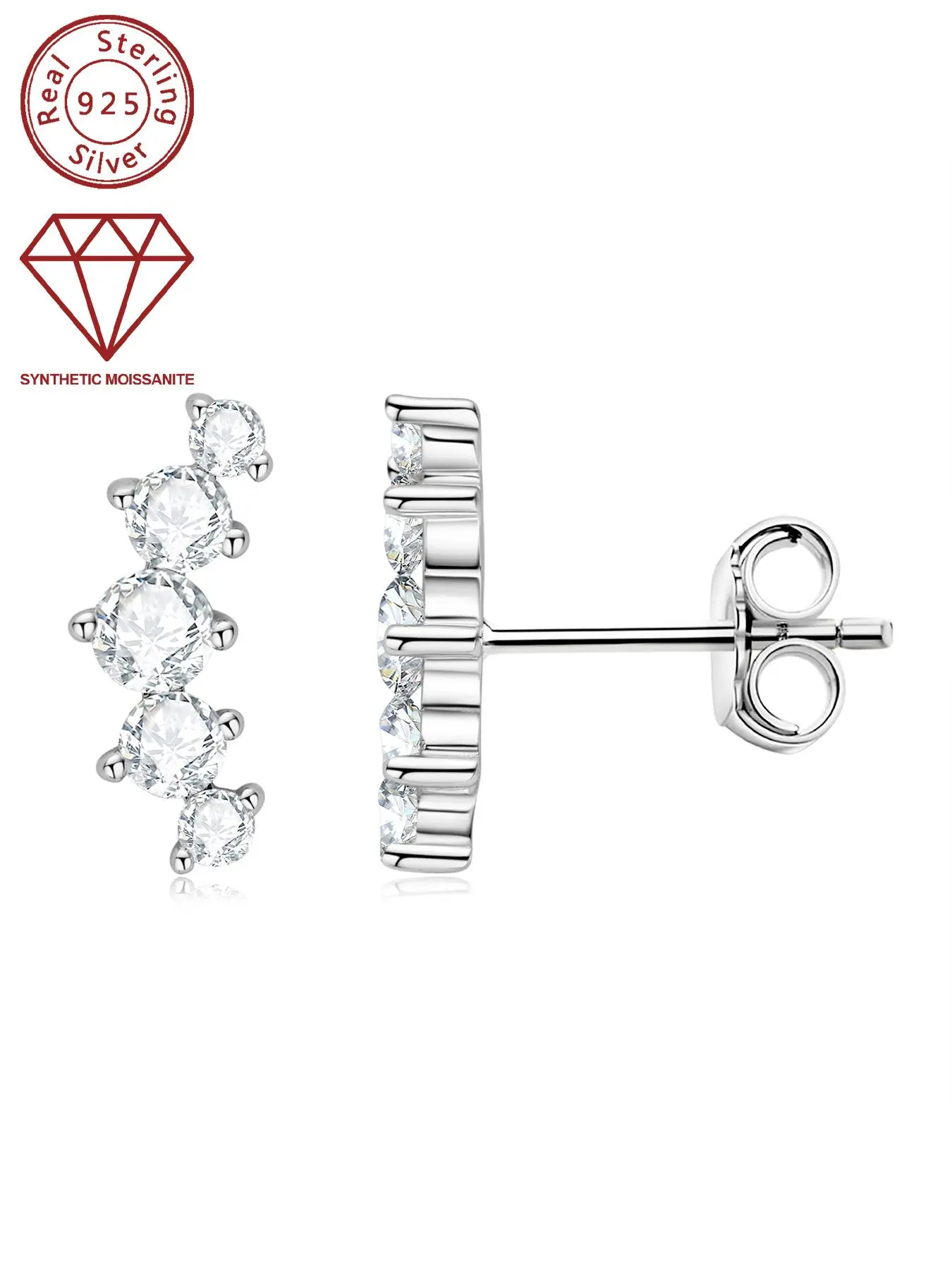 925 Sterling Silver Fashionable Artificial Moissanite Studs Earrings , Fashion Jewelry for Party, Daily Clothing Decor, Trendy All-match & Exquisite Jewelry for Birthday Gift