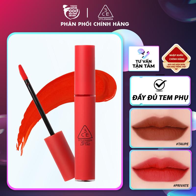 Son Kem Lì Hàn Quốc 3CE Velvet Lip Tint 4g Cosmetic Mỹ Phẩm Trang Điểm