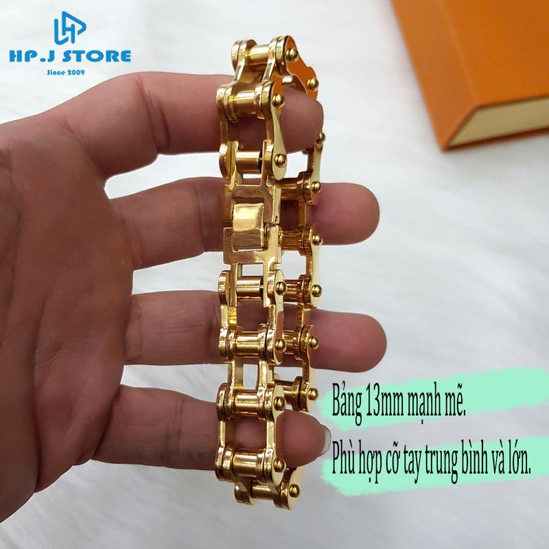 Lắc tay sên vàng nam giới bảng 13mm mạnh mẽ và sang trọng Sen Titan Phụ Kiện Voi Kiềng
