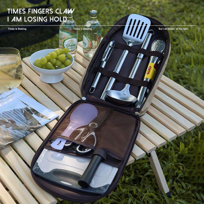 Product Introduction of Outdoor Kitchen knife set stainless steel portable cutlery camping gear supplies picnic cooking road trip 0