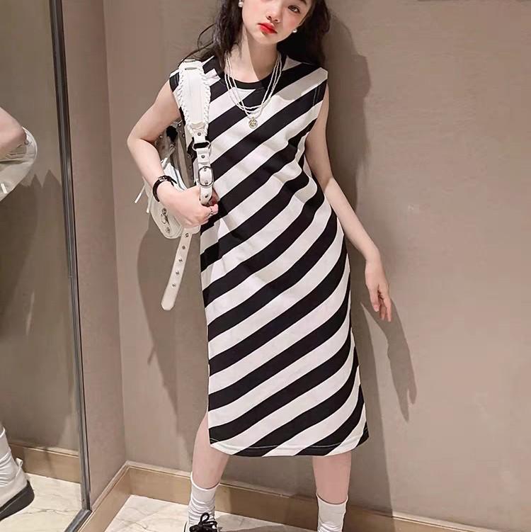 Váy đầm sọc kẻ đen mùa hè bé gái sz 9- 35kg quần áo bé gái mềm mát thấm hút mồ hôi