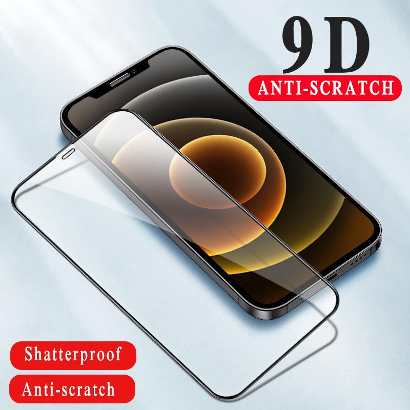  Kính cường lực chống va đập trong suốt 9D cho iPhone  11 12 13 14 Pro Max Mini X Xs XR 6 7 8 Plus Bảo vệ màn hình chống cháy nổ 
