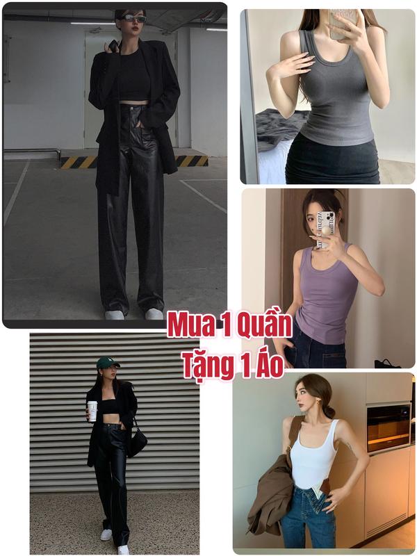 Quần Da dài ống rộng dành cho nữ ( Mua quần được Aó ) Pants Ong Women  thanh lịch